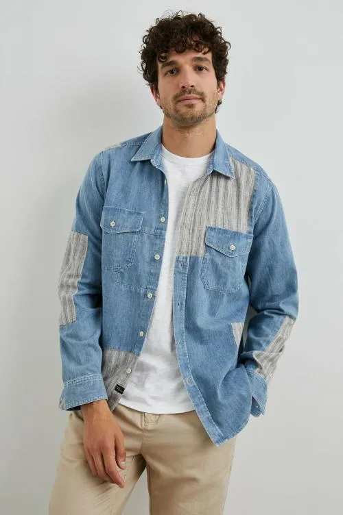 Men Rails Shirts Larsen Shirt Medium Indigo Patchwork