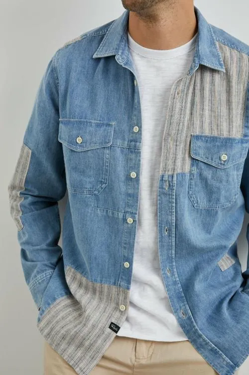 Men Rails Shirts Larsen Shirt Medium Indigo Patchwork Men Rails Shirts Larsen Shirt Medium Indigo Patchwork