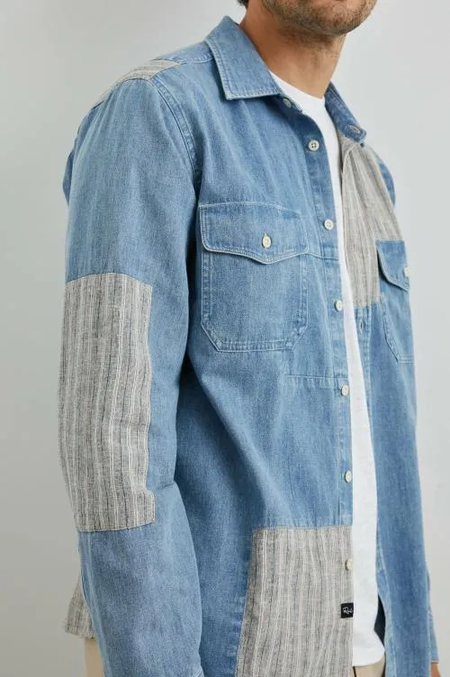 Men Rails Shirts Larsen Shirt Medium Indigo Patchwork Men Rails Shirts Larsen Shirt Medium Indigo Patchwork