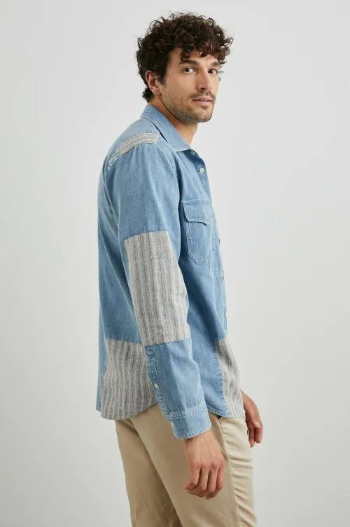 Men Rails Shirts Larsen Shirt Medium Indigo Patchwork Men Rails Shirts Larsen Shirt Medium Indigo Patchwork