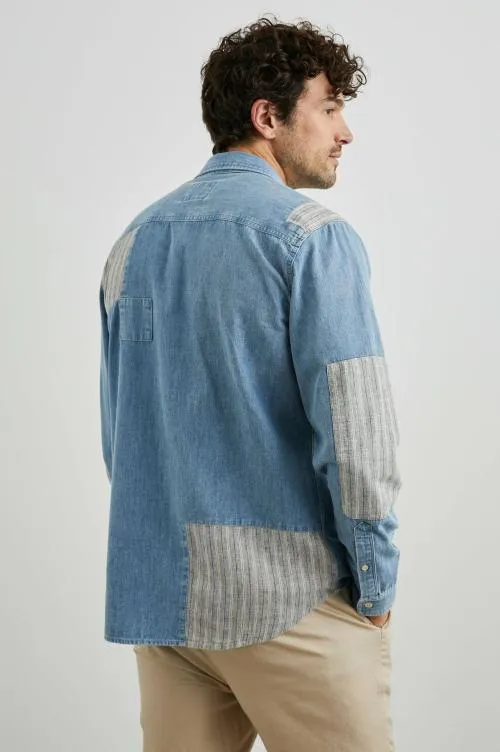 Men Rails Shirts Larsen Shirt Medium Indigo Patchwork Men Rails Shirts Larsen Shirt Medium Indigo Patchwork