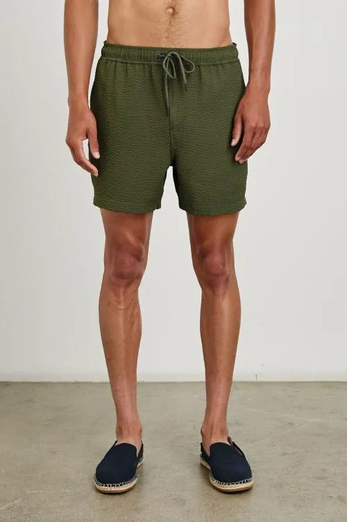 Men Rails Shorts and Swim La Brea Swim Short Olive Seersucker