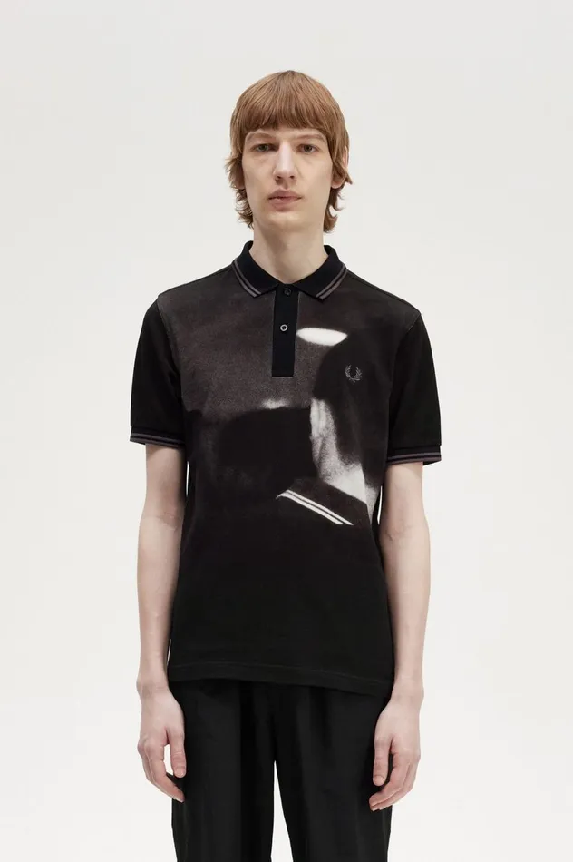 Men Rave Graphic Shirt Black Fred Perry Polo Shirts