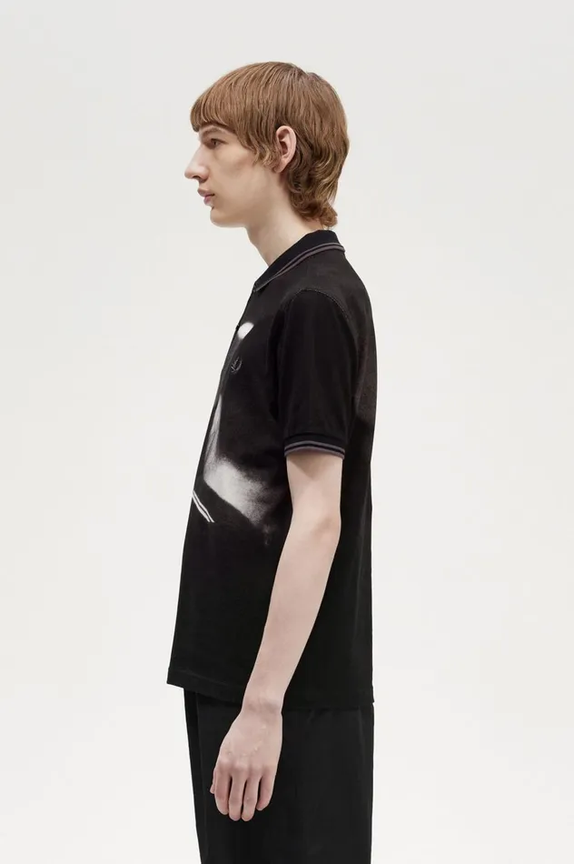Men Rave Graphic Shirt Black Fred Perry Polo Shirts