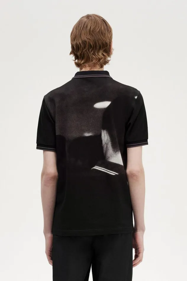 Men Rave Graphic Shirt Black Fred Perry Polo Shirts