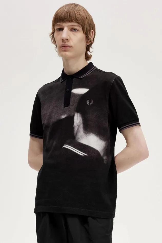 Men Rave Graphic Shirt Black Fred Perry Polo Shirts