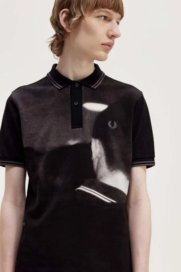 Men Rave Graphic Shirt Black Fred Perry Polo Shirts