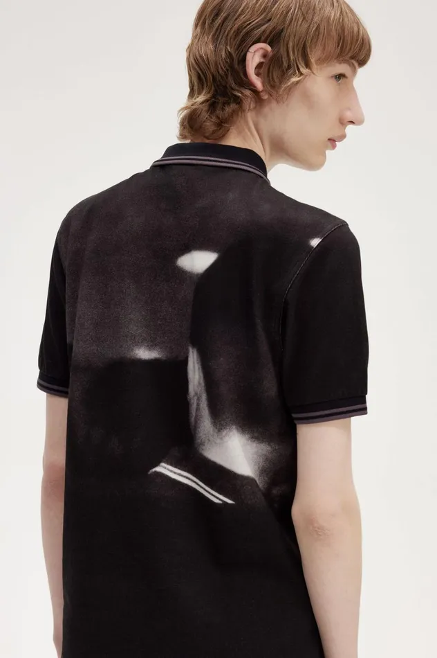 Men Rave Graphic Shirt Black Fred Perry Polo Shirts