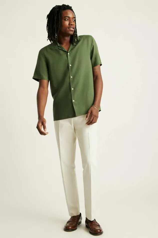 Men Riviera Cabana Shirt Crocodile Green Bonobos Short Sleeve Shirts