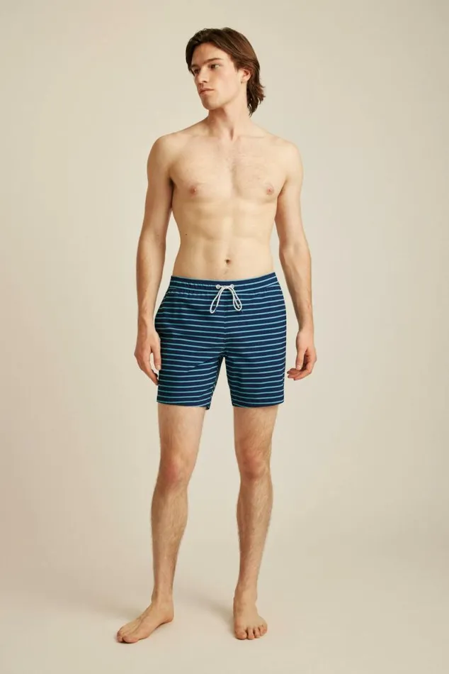 Men Riviera Recycled Swim Trunks Blue Stripes Bonobos Swim Trunks