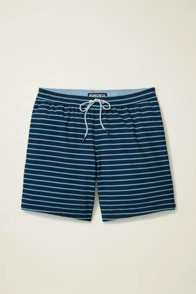 Men Riviera Recycled Swim Trunks Blue Stripes Bonobos Swim Trunks