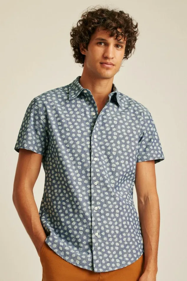 Men Riviera Short Sleeve Shirt Chambray Daisy Scatter Bonobos Short Sleeve Shirts