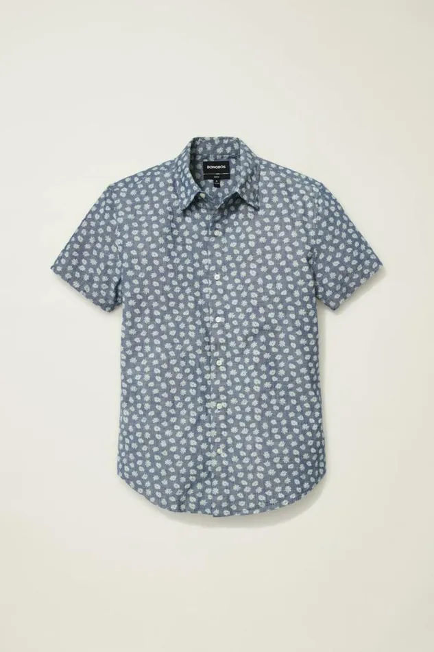 Men Riviera Short Sleeve Shirt Chambray Daisy Scatter Bonobos Short Sleeve Shirts