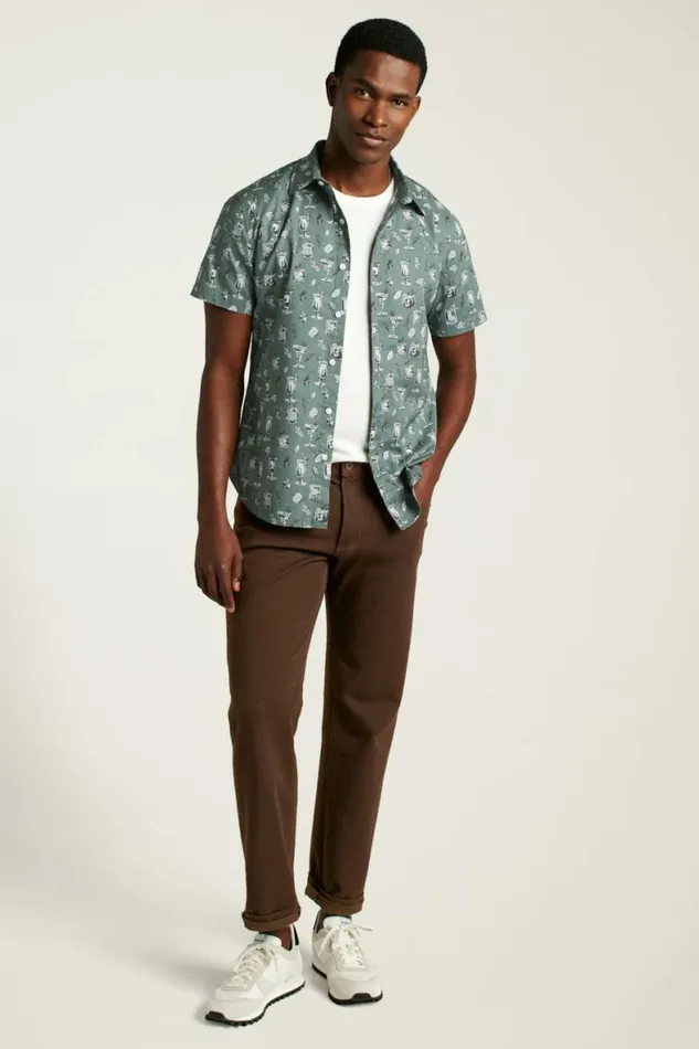 Men Riviera Short Sleeve Shirt Green Tiki Bar Bonobos Short Sleeve Shirts