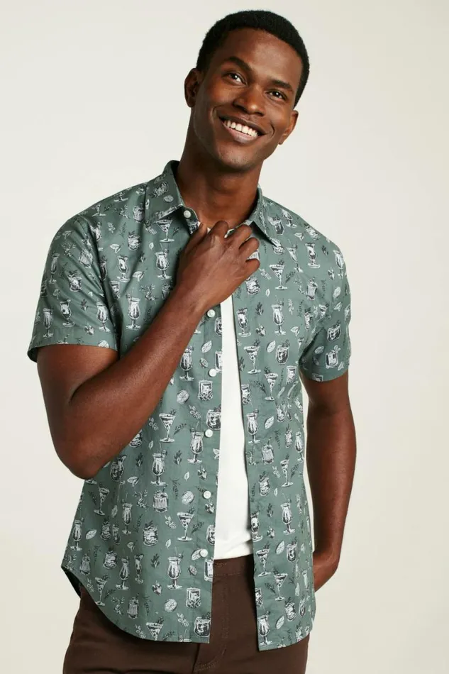 Men Riviera Short Sleeve Shirt Green Tiki Bar Bonobos Short Sleeve Shirts