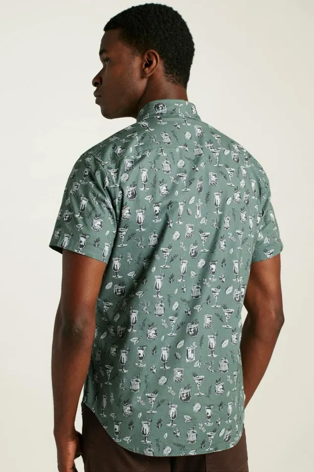 Men Riviera Short Sleeve Shirt Green Tiki Bar Bonobos Short Sleeve Shirts