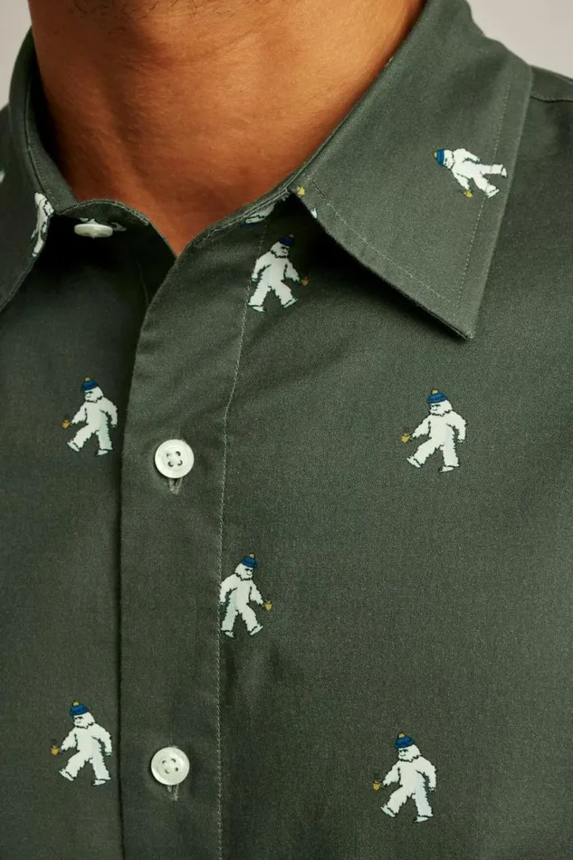Men Riviera Short Sleeve Shirt Green Yeti Or Not Bonobos Short Sleeve Shirts