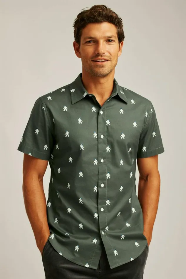 Men Riviera Short Sleeve Shirt Green Yeti Or Not Bonobos Short Sleeve Shirts