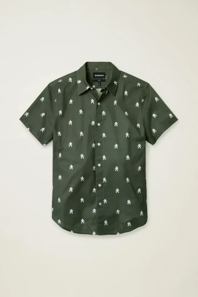 Men Riviera Short Sleeve Shirt Green Yeti Or Not Bonobos Short Sleeve Shirts