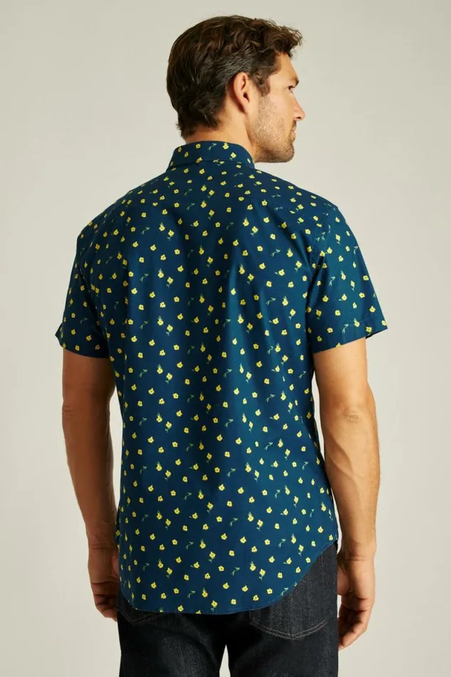 Men Riviera Short Sleeve Shirt Navy Pepper Floral Bonobos Short Sleeve Shirts