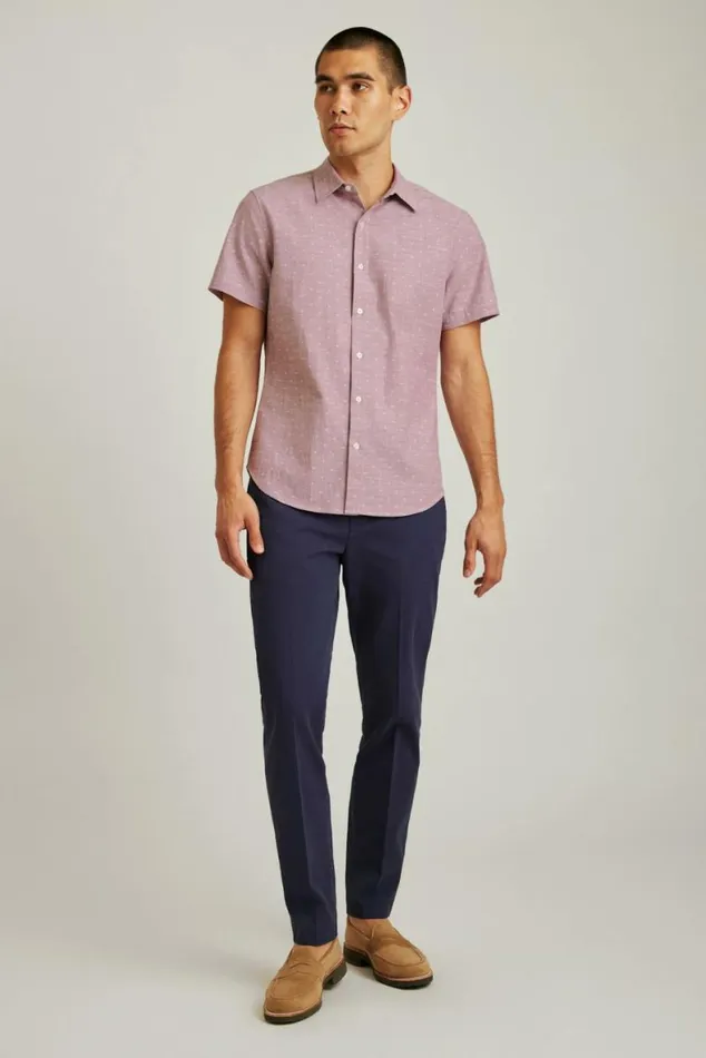Men Riviera Short Sleeve Shirt Orchid Dobby Dot Bonobos Short Sleeve Shirts
