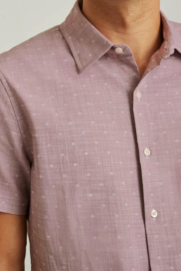 Men Riviera Short Sleeve Shirt Orchid Dobby Dot Bonobos Short Sleeve Shirts
