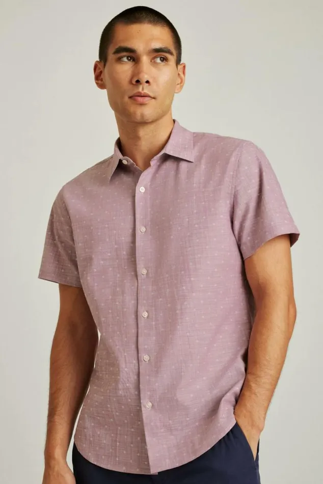 Men Riviera Short Sleeve Shirt Orchid Dobby Dot Bonobos Short Sleeve Shirts