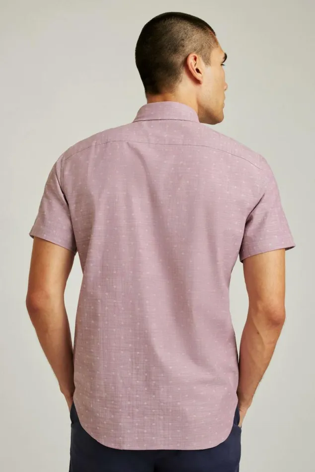 Men Riviera Short Sleeve Shirt Orchid Dobby Dot Bonobos Short Sleeve Shirts