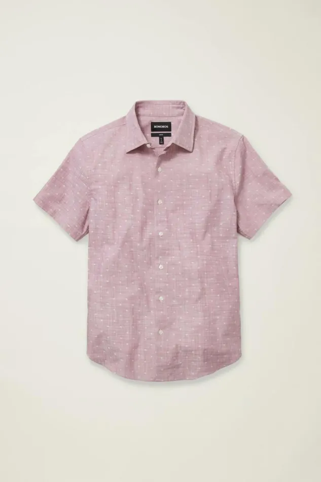 Men Riviera Short Sleeve Shirt Orchid Dobby Dot Bonobos Short Sleeve Shirts