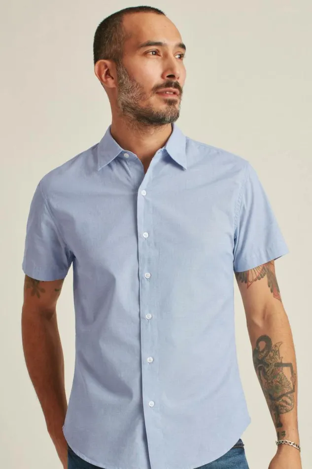 Men Riviera Short Sleeve Shirt River Blue End On End Bonobos Short Sleeve Shirts