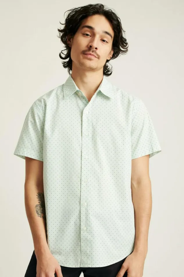 Men Riviera Short Sleeve Shirt Sage Green Dot Bonobos Short Sleeve Shirts