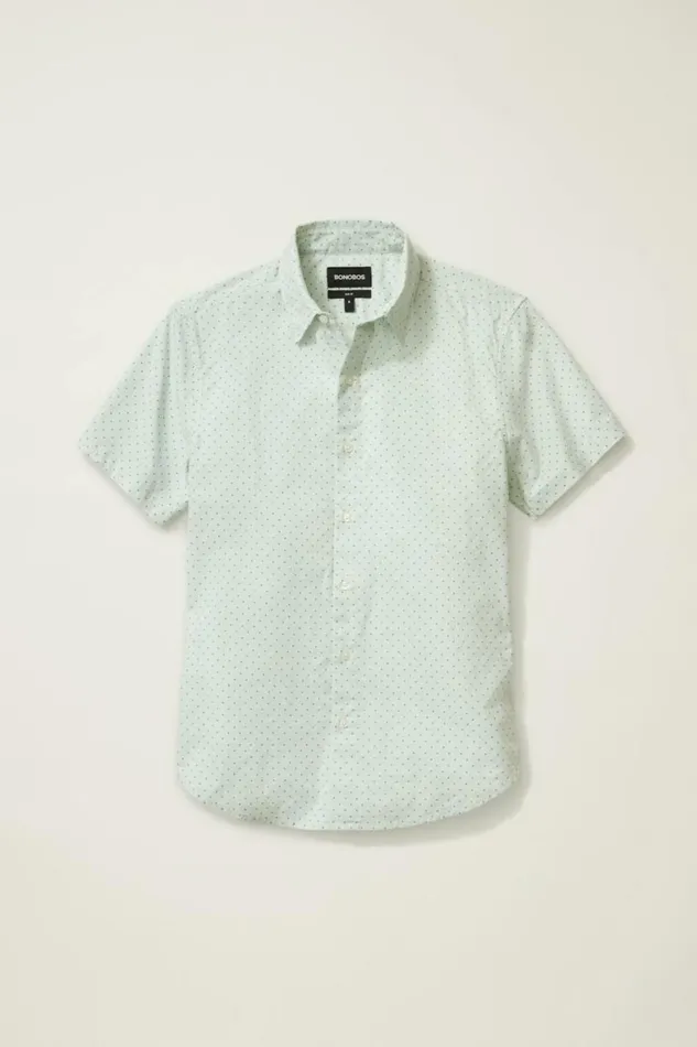 Men Riviera Short Sleeve Shirt Sage Green Dot Bonobos Short Sleeve Shirts