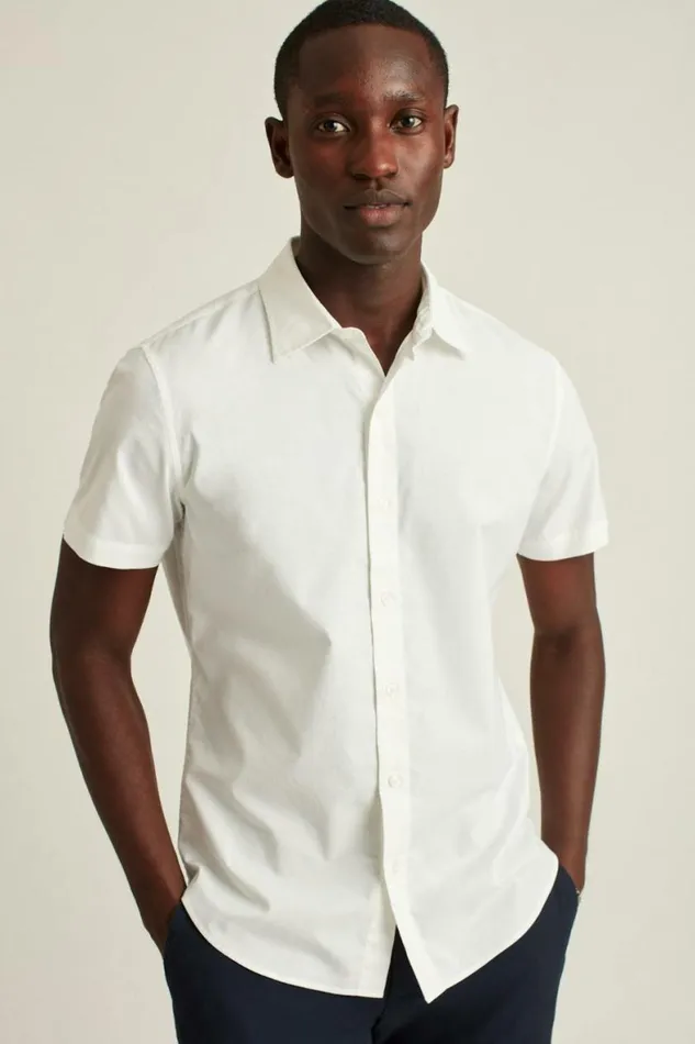 Men Riviera Short Sleeve Shirt Solid White Bonobos Casual Shirts
