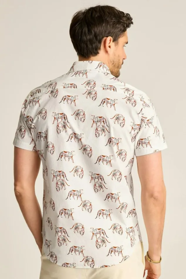 Men Riviera Short Sleeve Shirt White Charlie Cheetah Bonobos Casual Shirts