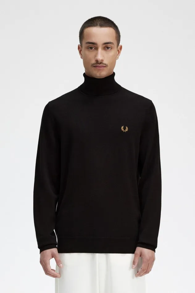 Men Roll Neck Jumper Navy Fred Perry Knitwear