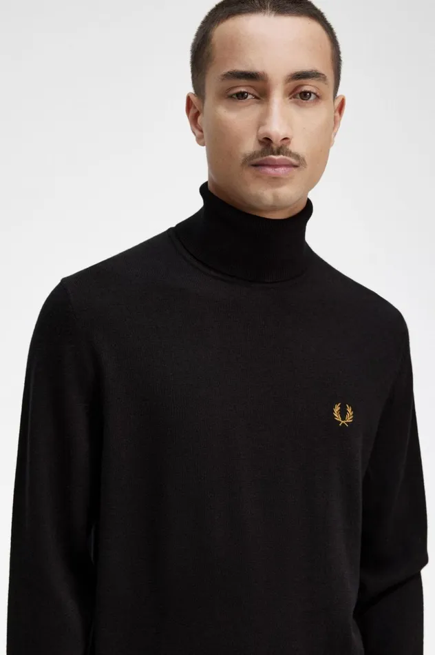 Men Roll Neck Jumper Navy Fred Perry Knitwear