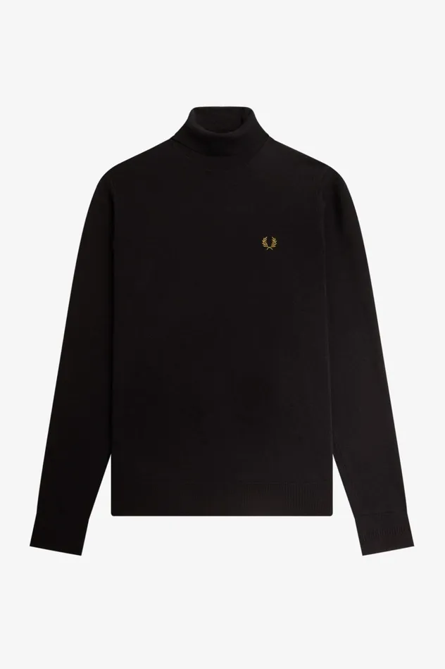 Men Roll Neck Jumper Navy Fred Perry Knitwear