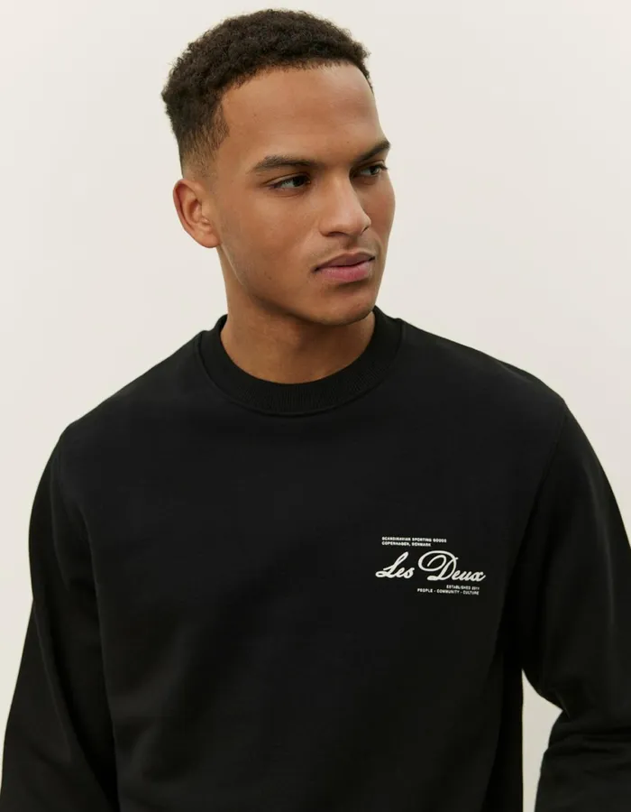 Men Scandinavian Sweatshirt 8211 BlackIvory Les Deux HoodiesSweatshirts