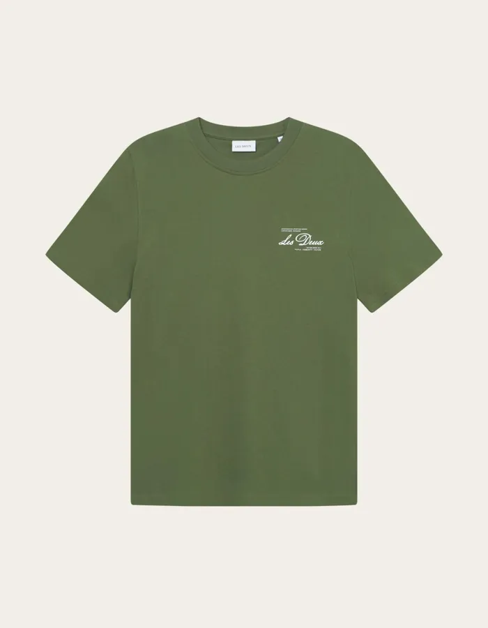 Men Scandinavian TShirt 8211 Chive GreenWhite Les Deux Tshirts