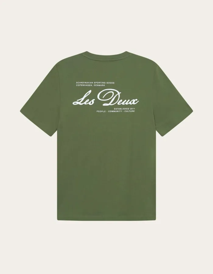 Men Scandinavian TShirt 8211 Chive GreenWhite Les Deux Tshirts