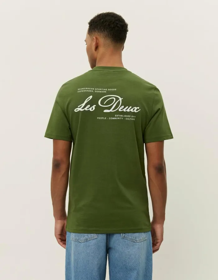 Men Scandinavian TShirt 8211 Chive GreenWhite Les Deux Tshirts