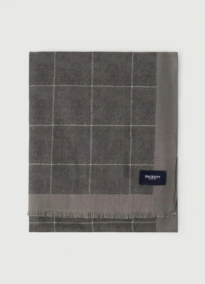 Men Scarves and Caps Hackett London Checked Wool And Silk Scarf Green