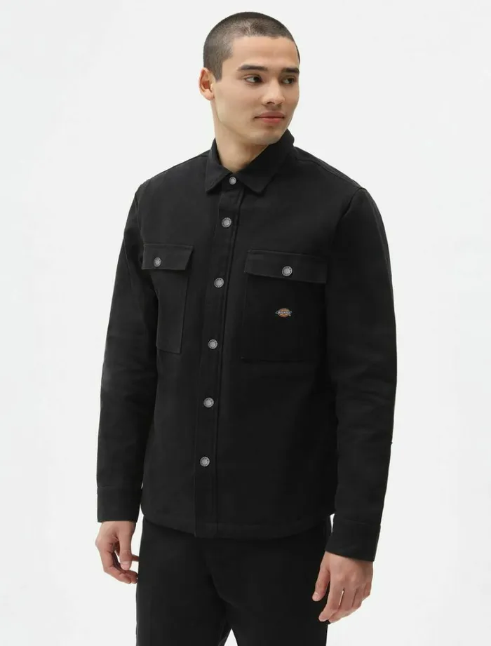 Men Shirts Dickies Duck Canvas Shacket Black