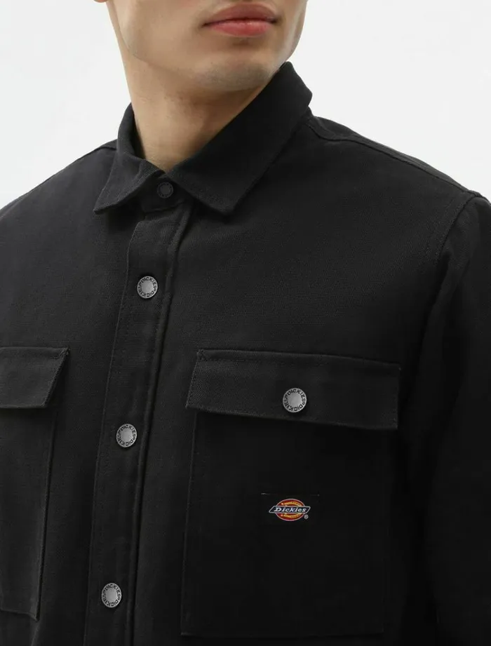Men Shirts Dickies Duck Canvas Shacket Black