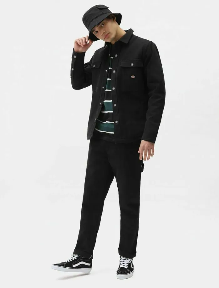 Men Shirts Dickies Duck Canvas Shacket Black