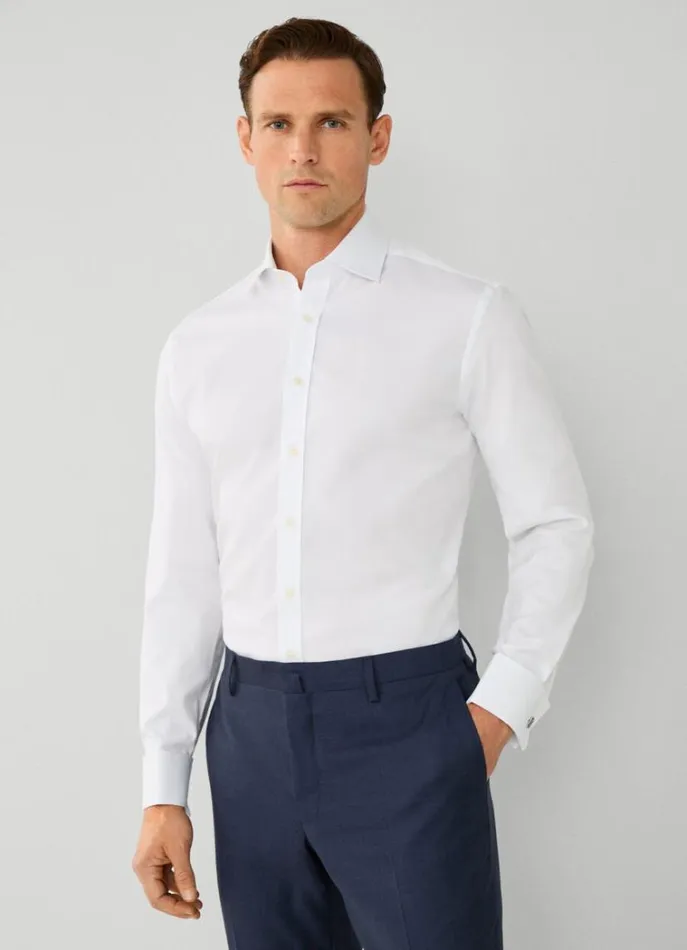 Men Shirts Hackett London Classic Fit DoubleCuff Shirt White