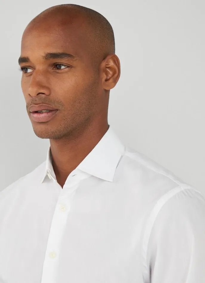 Men Shirts Hackett London Classic Fit Poplin Shirt White