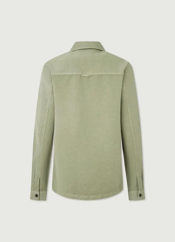 Men Shirts Hackett London Front Pockets Overshirt Green
