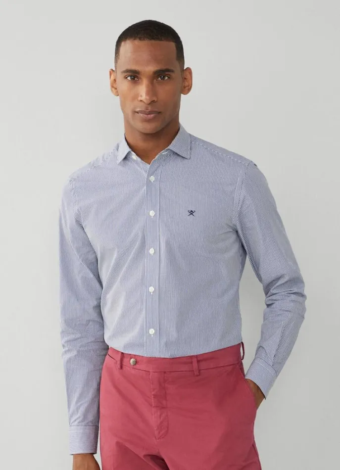 Men Shirts Hackett London Slim Fit Bengal Striped Shirt Navy