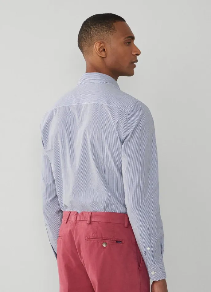 Men Shirts Hackett London Slim Fit Bengal Striped Shirt Navy
